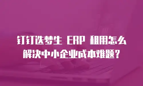 钉钉迭梦生 ERP 租用怎么解决中小企业成本难题？