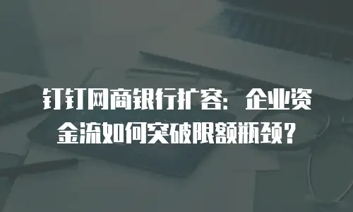 钉钉网商银行扩容：企业资金流如何突破限额瓶颈？