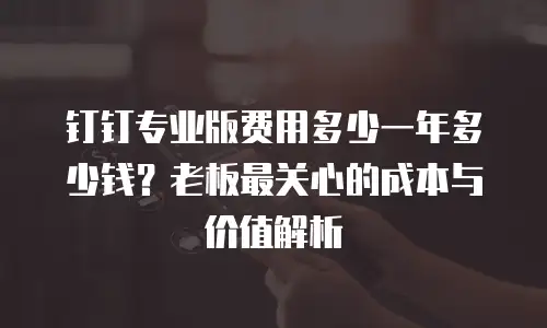 钉钉专业版费用多少一年多少钱？老板最关心的成本与价值解析