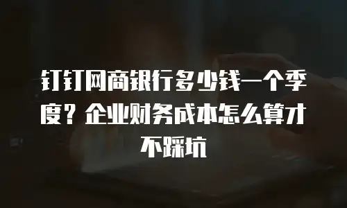 钉钉网商银行多少钱一个季度？企业财务成本怎么算才不踩坑