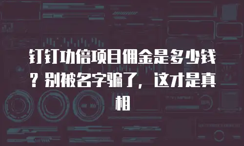 钉钉功倍项目佣金是多少钱？别被名字骗了，这才是真相