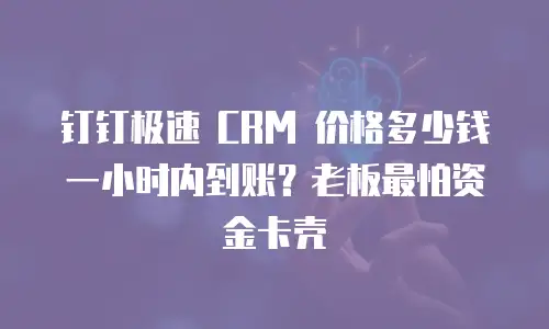 钉钉极速 CRM 价格多少钱一小时内到账？老板最怕资金卡壳