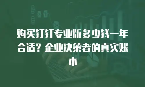 购买钉钉专业版多少钱一年合适？企业决策者的真实账本