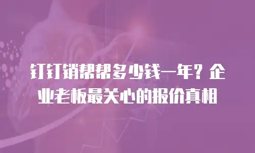 钉钉销帮帮多少钱一年？企业老板最关心的报价真相