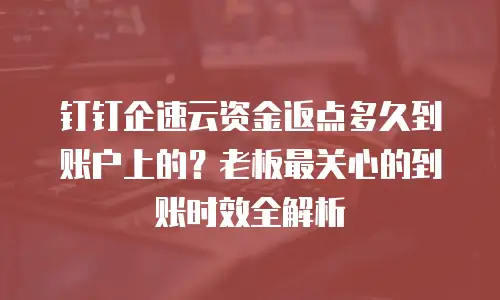 钉钉企速云资金返点多久到账户上的？老板最关心的到账时效全解析