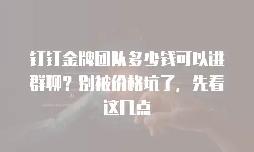 钉钉金牌团队多少钱可以进群聊？别被价格坑了，先看这几点