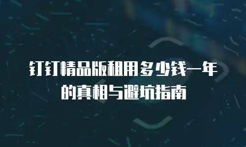 钉钉精品版租用多少钱一年的真相与避坑指南