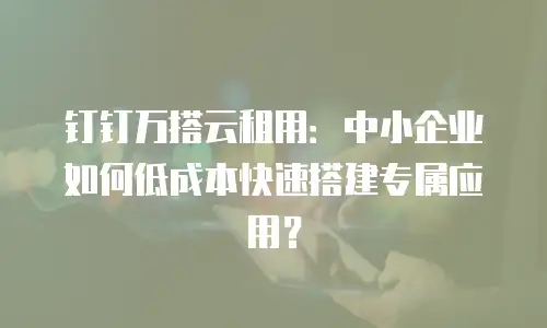 钉钉万搭云租用：中小企业如何低成本快速搭建专属应用？