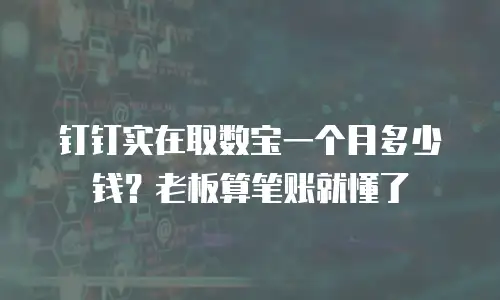 钉钉实在取数宝一个月多少钱？老板算笔账就懂了