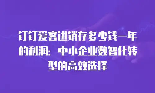 钉钉爱客进销存多少钱一年的利润：中小企业数智化转型的高效选择