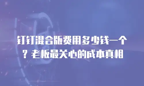 钉钉混合版费用多少钱一个？老板最关心的成本真相