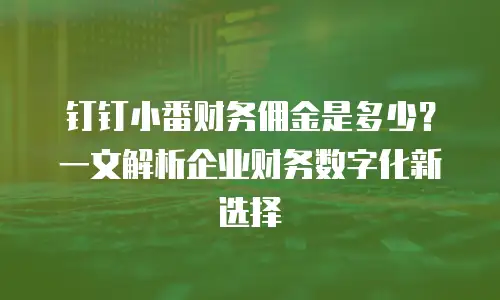 钉钉小番财务佣金是多少？一文解析企业财务数字化新选择