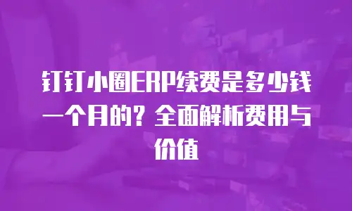钉钉小圈ERP续费是多少钱一个月的？全面解析费用与价值