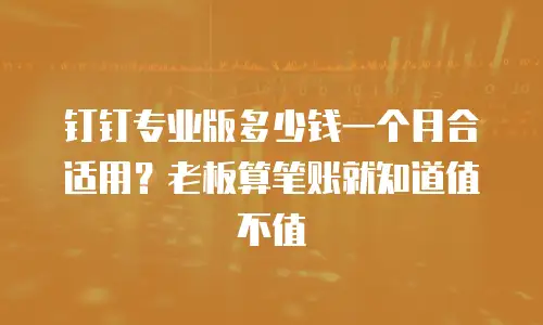 钉钉专业版多少钱一个月合适用？老板算笔账就知道值不值