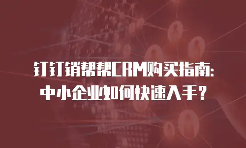钉钉销帮帮CRM购买指南：中小企业如何快速入手？