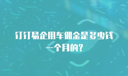 钉钉易企用车佣金是多少钱一个月的？