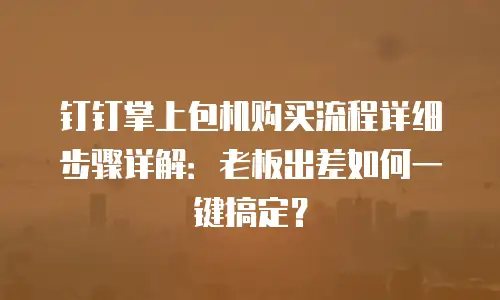 钉钉掌上包机购买流程详细步骤详解：老板出差如何一键搞定？