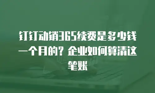 钉钉动销365续费是多少钱一个月的？企业如何算清这笔账