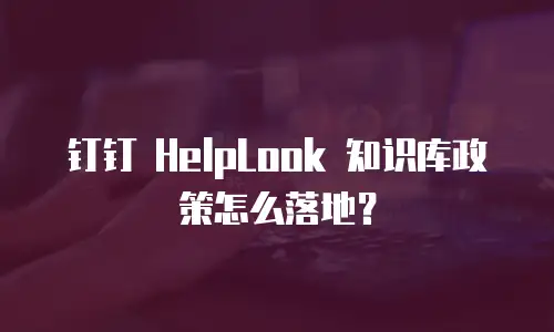 钉钉 HelpLook 知识库政策怎么落地？