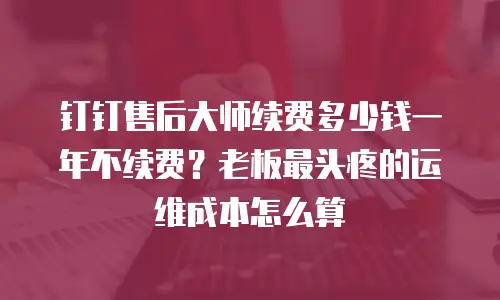 钉钉售后大师续费多少钱一年不续费？老板最头疼的运维成本怎么算
