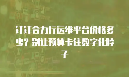 钉钉合力行运维平台价格多少？别让预算卡住数字化脖子