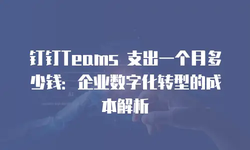 钉钉Teams 支出一个月多少钱：企业数字化转型的成本解析