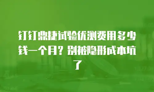 钉钉鼎捷试验优测费用多少钱一个月？别被隐形成本坑了