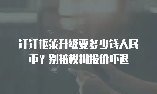 钉钉枢策升级要多少钱人民币？别被模糊报价吓退