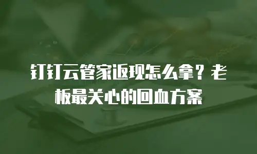 钉钉云管家返现怎么拿？老板最关心的回血方案