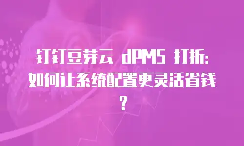 钉钉豆芽云 dPMS 打折：如何让系统配置更灵活省钱？