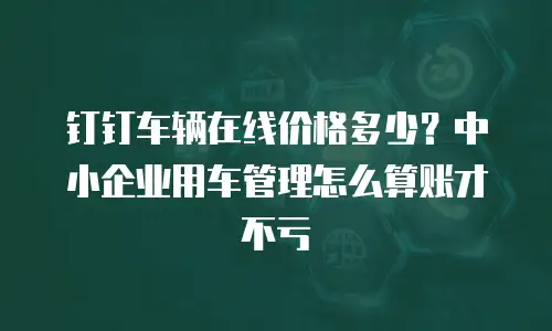 钉钉车辆在线价格多少？中小企业用车管理怎么算账才不亏