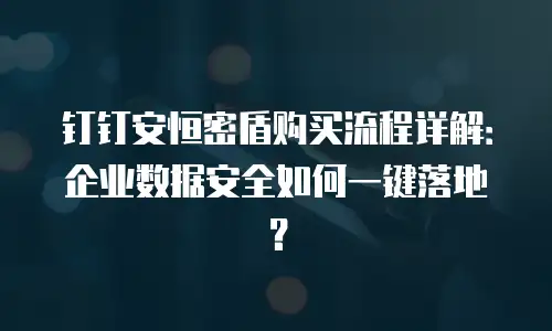 钉钉安恒密盾购买流程详解：企业数据安全如何一键落地？