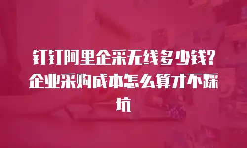 钉钉阿里企采无线多少钱？企业采购成本怎么算才不踩坑