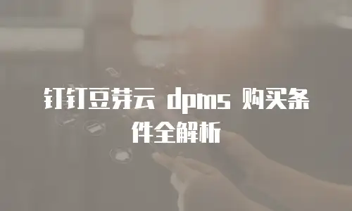 钉钉豆芽云 dpms 购买条件全解析