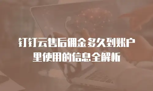 钉钉云售后佣金多久到账户里使用的信息全解析