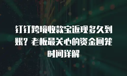 钉钉跨境收款宝返现多久到账？老板最关心的资金回笼时间详解