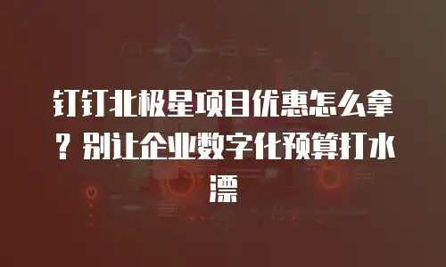 钉钉北极星项目优惠怎么拿？别让企业数字化预算打水漂