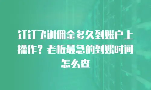 钉钉飞训佣金多久到账户上操作？老板最急的到账时间怎么查