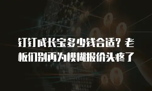 钉钉成长宝多少钱合适？老板们别再为模糊报价头疼了
