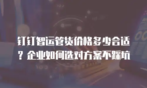 钉钉智运管货价格多少合适？企业如何选对方案不踩坑