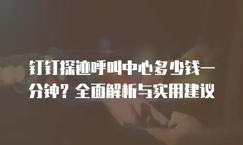 钉钉探迹呼叫中心多少钱一分钟？全面解析与实用建议