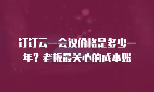 钉钉云一会议价格是多少一年？老板最关心的成本账