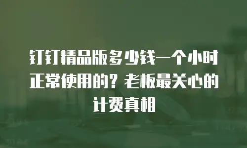 钉钉精品版多少钱一个小时正常使用的？老板最关心的计费真相