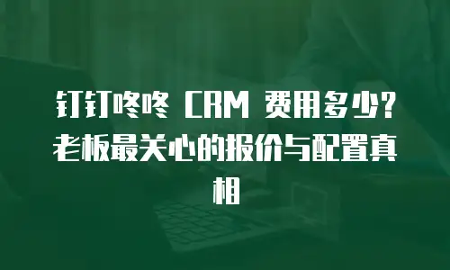 钉钉咚咚 CRM 费用多少？老板最关心的报价与配置真相