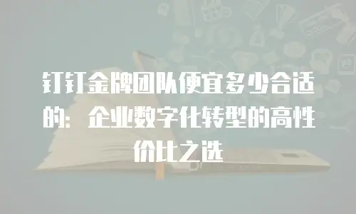钉钉金牌团队便宜多少合适的：企业数字化转型的高性价比之选