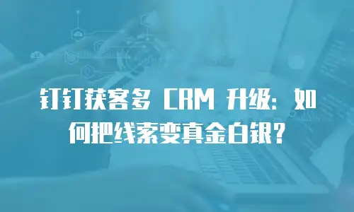 钉钉获客多 CRM 升级：如何把线索变真金白银？