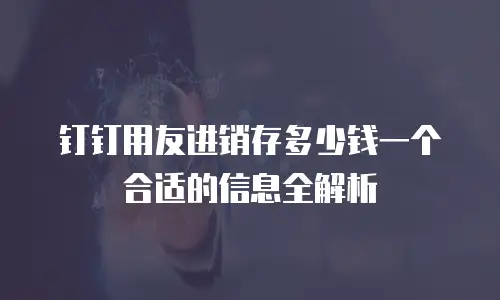 钉钉用友进销存多少钱一个合适的信息全解析
