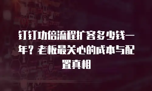 钉钉功倍流程扩容多少钱一年？老板最关心的成本与配置真相