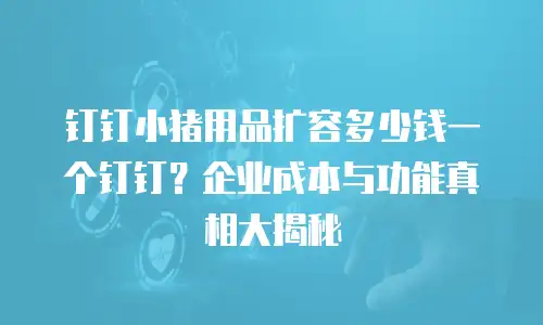 钉钉小猪用品扩容多少钱一个钉钉？企业成本与功能真相大揭秘