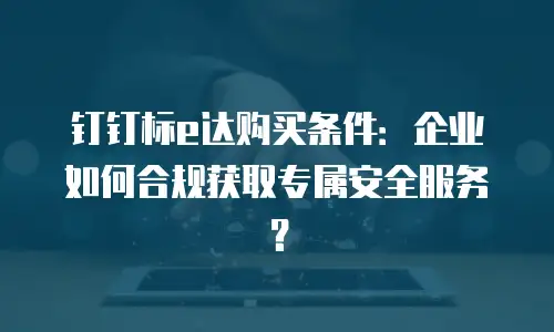 钉钉标e达购买条件：企业如何合规获取专属安全服务？